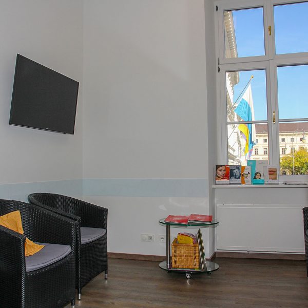 Wartezimmer in Hautarztpraxis in München am Odeonsplatz